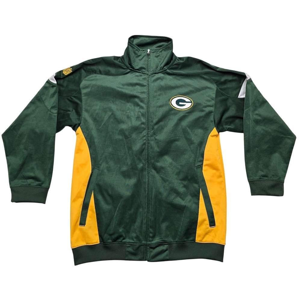 NFL Team Apparel Green Bay Packers Track Jacket Green Gold Youth Large 14/16